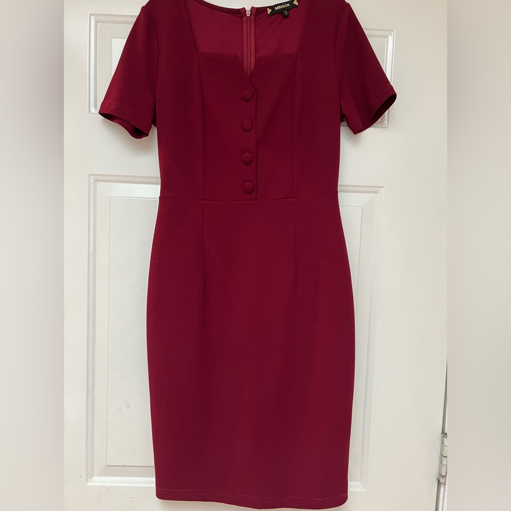 Miusol Burgundy Pencil Dress